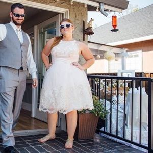 Pale Pink and Gold Elegant Lace Dress
