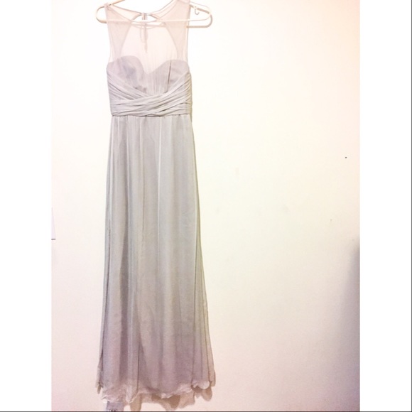 Amsale Bridesmaid Dress Illusion Chiffon Gown