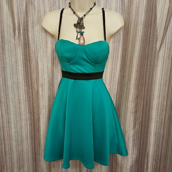 💋TEAL SKATER STYLE FIT AND FLARE DRESS