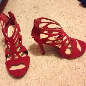 Red zip up heels