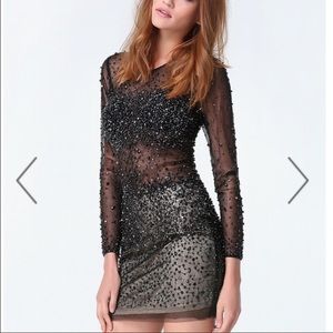 Bebe Black Bead Rhinestone Sequin Dress