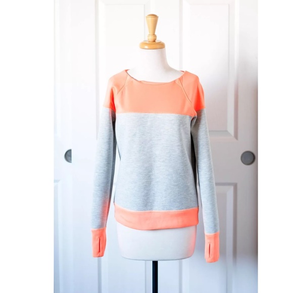 Athleta Sweaters - Athleta Orange Grey Colorblock Sweater Pullover