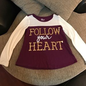 Juniors size Small maroon/cream long sleeve tee