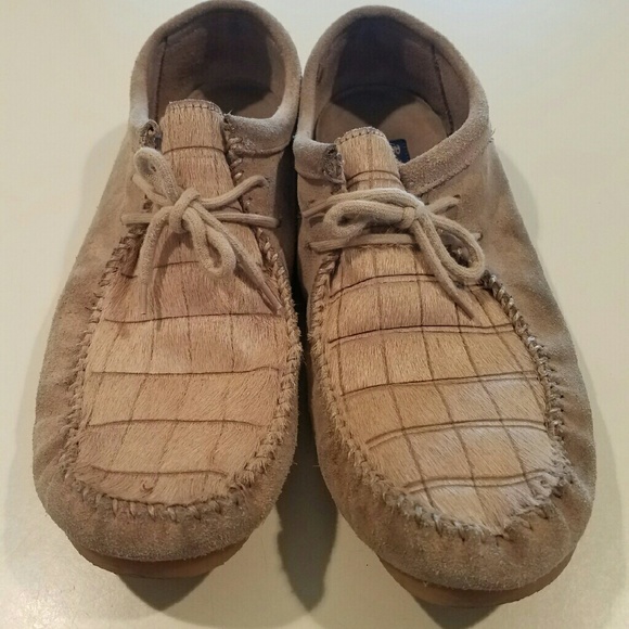 Ben Sherman Tan PONY FUR Wallabie Shoes