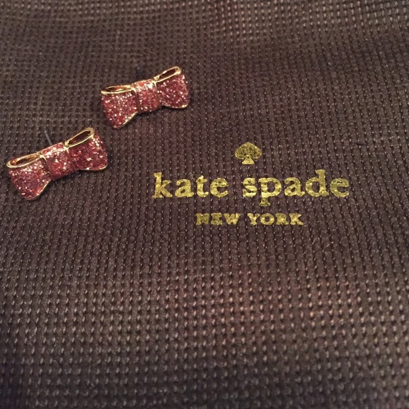 Kate Spade pink glitter bow earrings - Picture 1 of 1