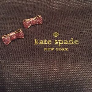 Kate Spade pink glitter bow earrings