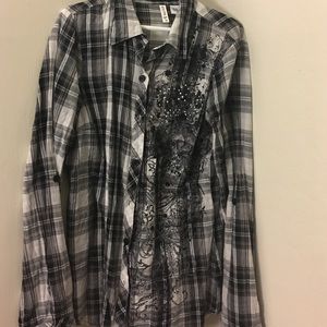 Plaid long sleeve with minor embellishments
