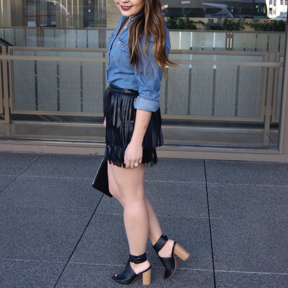 Leather Fringe Skirt