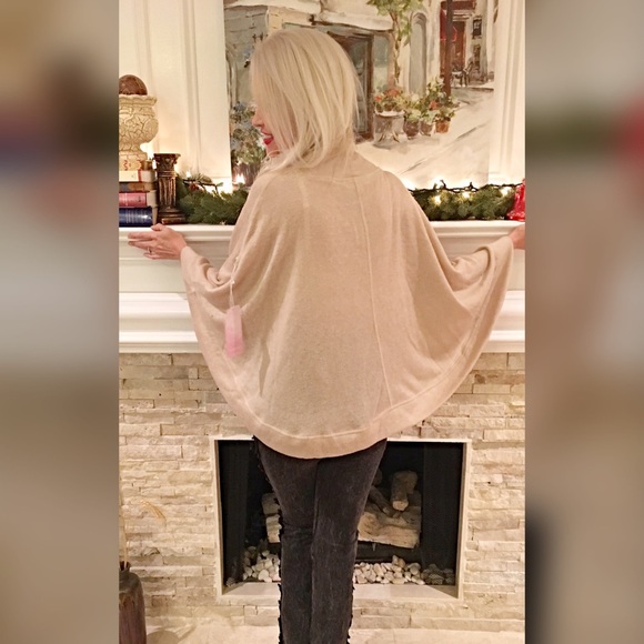 Oatmeal hi collar poncho sweatshirt! Ready 2 ship! - Picture 2 of 2
