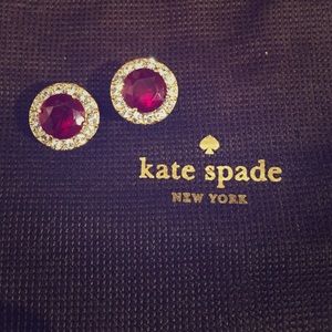 Kate Spade halo earrings in ruby red