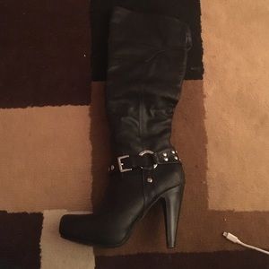 Black mid calf boots