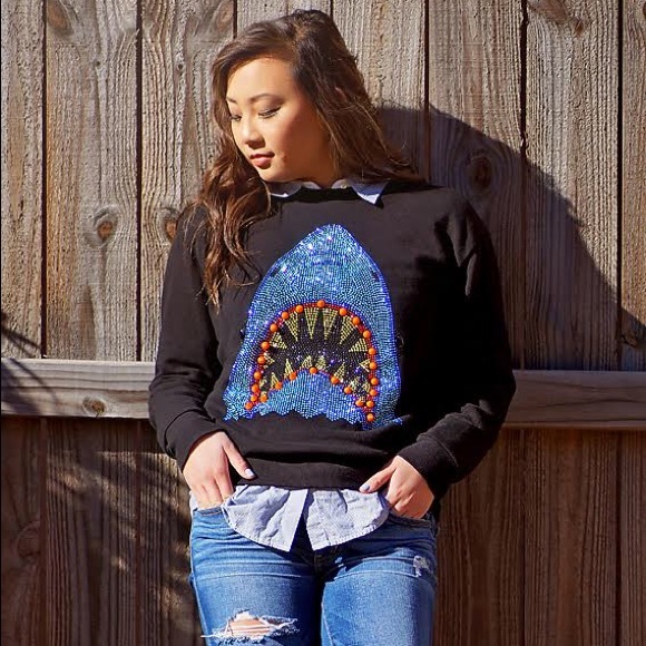 Studded shark sweatshirt