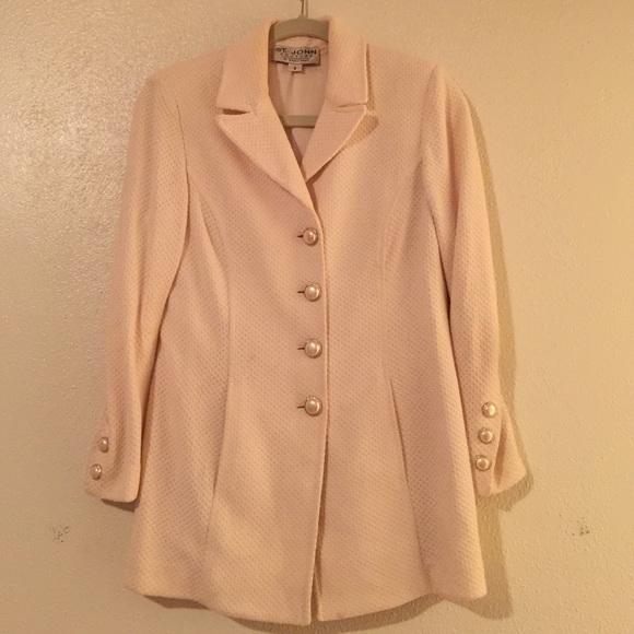 St. John Couture Off White Jacket w/ Pearl Buttons - Picture 1 of 4