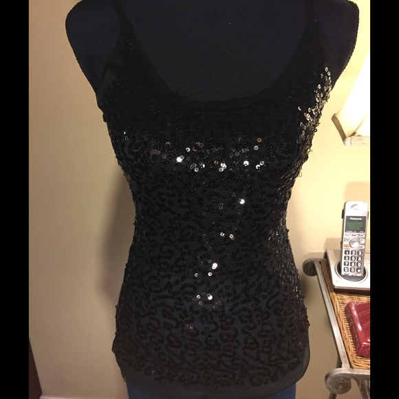 Simple black sequined top
