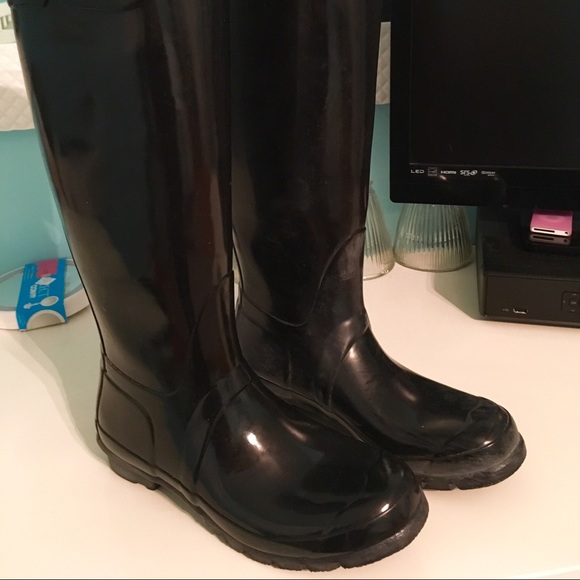 Glossy black tall Hunter Boots - Picture 4 of 4