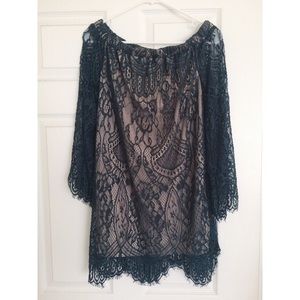 Love, Fire Lace Off the Shoulder Dress