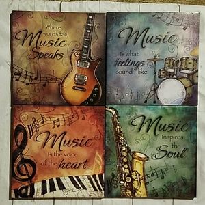 4 music home decor canvases 10x10