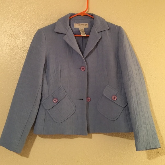 Sag Harbor Petite Blue Quilted-Looking Blazer - Picture 1 of 4
