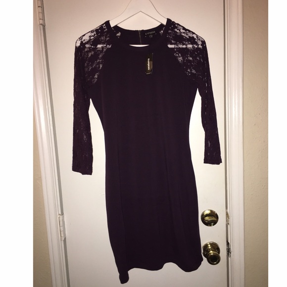 Express ✨NWT✨ Purple Body-con with Lace Sleeves