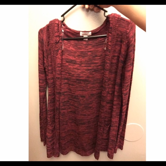 Red and black cardigan