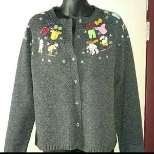 ⛄❄Gray Wool Winter Fun Sweater