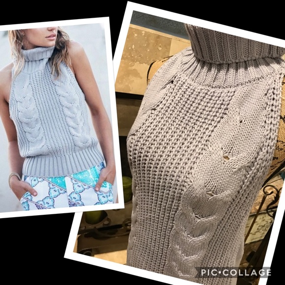 vintage ribbed Lavender halter turtleneck sweater - Picture 4 of 7