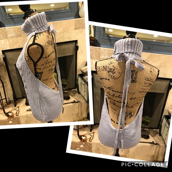 vintage ribbed Lavender halter turtleneck sweater - Picture 5 of 7