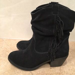 Limelight Black Suede Boots with Fringe 8