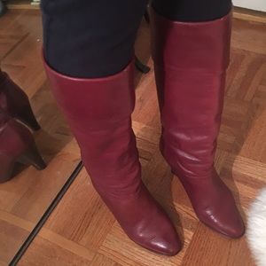 Vintage red leather boots