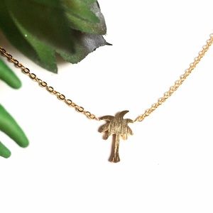 Gold Plated Palm Tree Charm Pendant Necklace