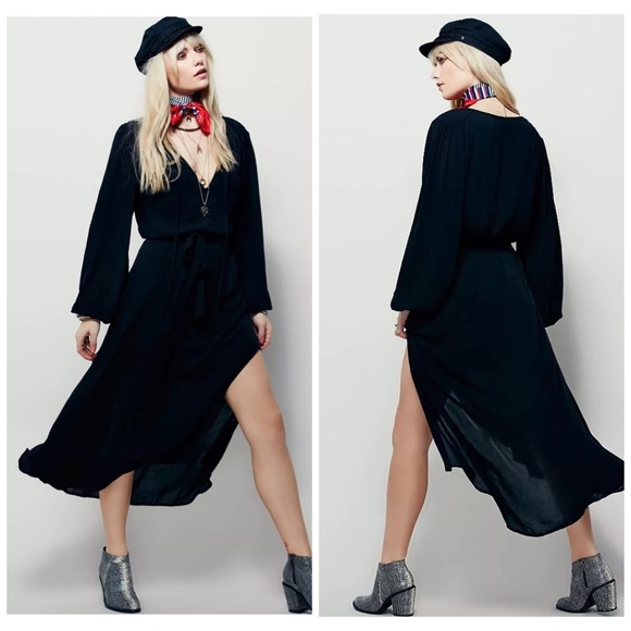 Free People Dresses & Skirts - FREE PEOPLE SAY YOU LOVE ME MIDI DRESS BLACK 2