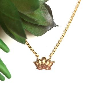 Gold Plated Lotus Charm Pendant Yoga Necklace