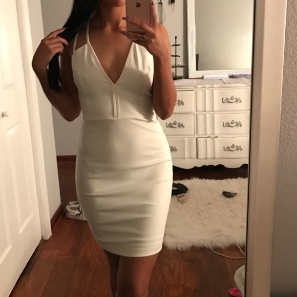 white criss cross straps dress