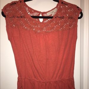 Loft burnt orange boho shirt