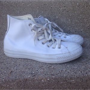 Leather White Converse High Tops