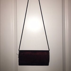 Brand-new red/black velvet satchel