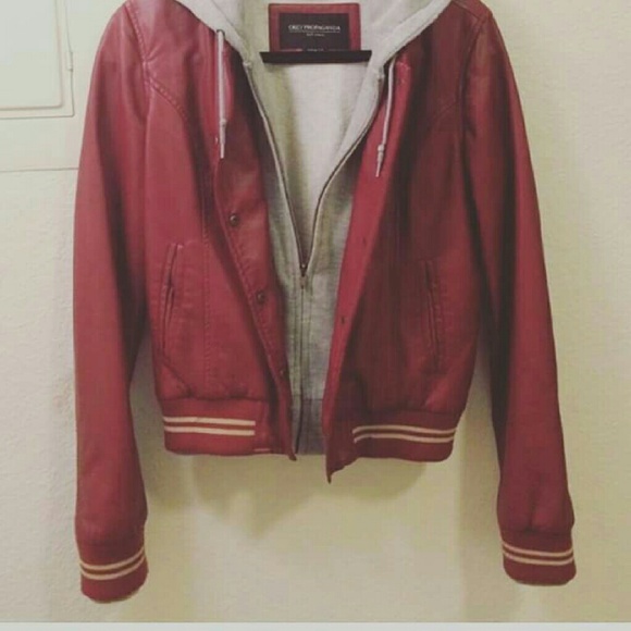 obey Jackets & Blazers - Obey propaganda maroon varsity faux leather