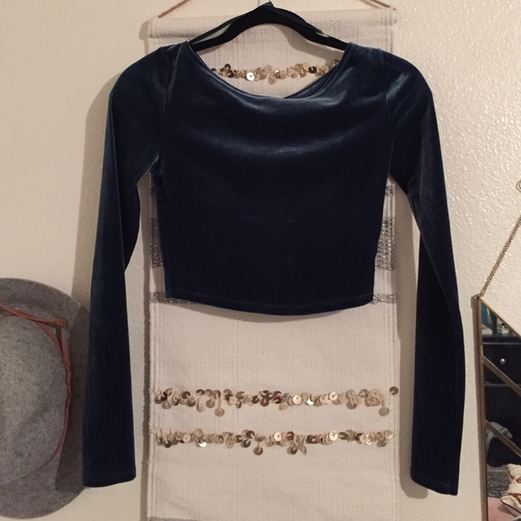 Velvet long sleeve crop top