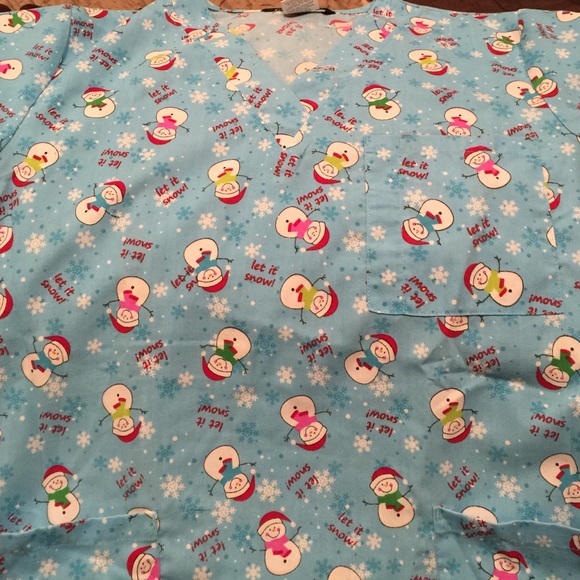 Snowman scrub shirt- XS