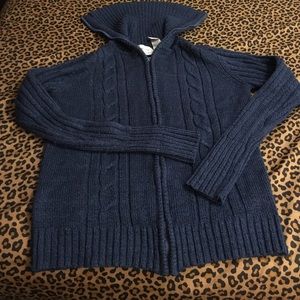 Zip up navy blue sweater