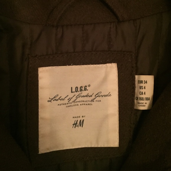 Olive green wool peacoat - Picture 2 of 3