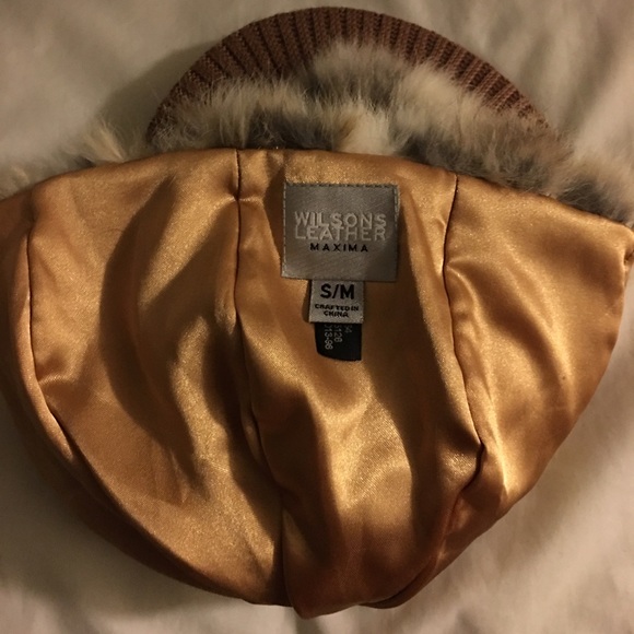 Wilson\'s Leather Tan White Rabbit Fur Hat Small