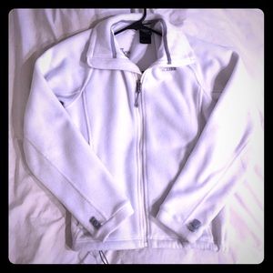 White fleece north face jacket