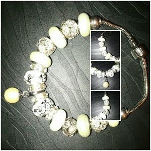 Pearl & Crystal  Murano bead charm bracelet