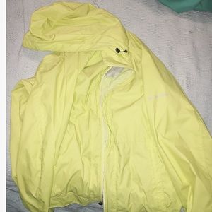 Lime green Columbia rain jacket