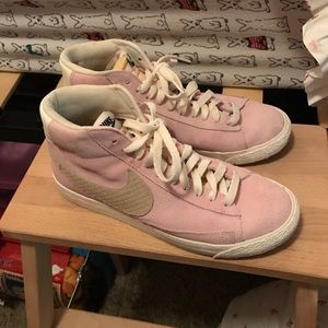 Nike high tops pink suede