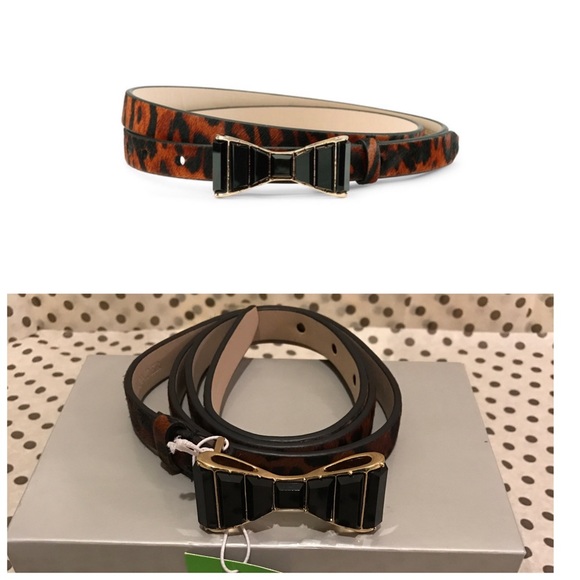 C. Wonder Leopard Calf Hair Crystal Bow Belt