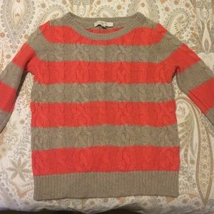 LOFT Striped Cable Knit Sweater