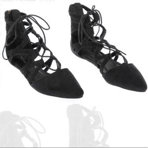 Black suede lace up sandals