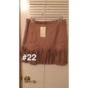 Suede fringe skirt